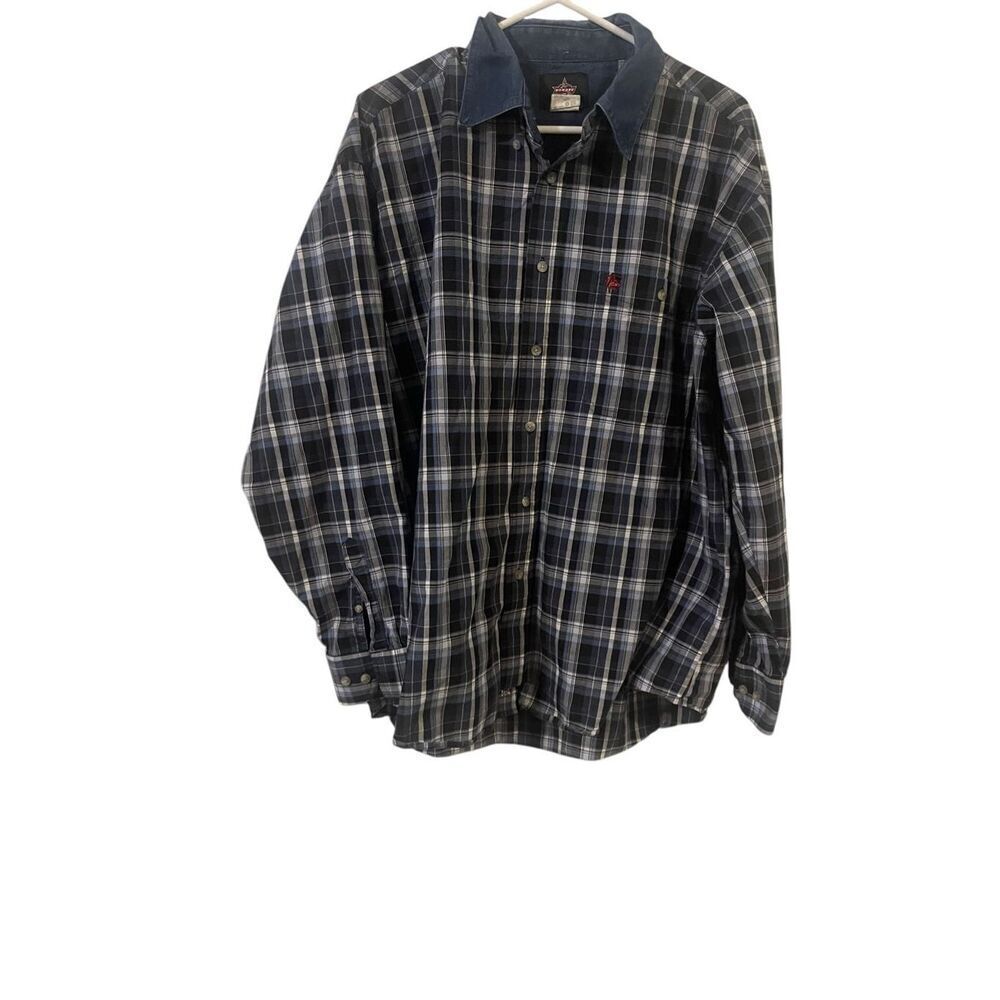 PBR Mens Multicolor Plaid Long Sleeve Button Down Bull Riding Shirt Size XL